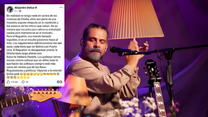 Alejandro Delius, vocalista de Quirqui&ntilde;a, desata pol&eacute;mica al confrontar dos g&eacute;neros musicales